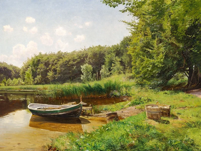 1853-Frederik Winther - L'acqua immobile a Dyrehaven. Estate - 1908